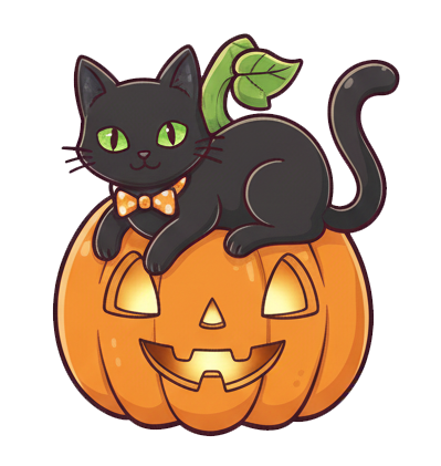 Black cat with bow tie on jack-o’-lantern eyes Han Dian Fried Shallot Minced Chicken Rice 油蔥雞肉飯 plate with signature sauce.